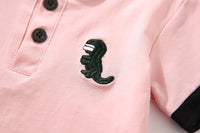 Load image into Gallery viewer, 2 Pieces Set Baby Kid Boys Cartoon Embroidered Polo Shirts And Solid Color Shorts Wholesale 23022423
