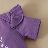 Load image into Gallery viewer, 3 Pieces Set Baby Girls Letters Rompers And Flower Print Shorts And Bow Headwear Wholesale 230224230
