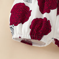 Load image into Gallery viewer, 3 Pieces Set Baby Girls Letters Rompers And Flower Print Shorts And Bow Headwear Wholesale 230224230
