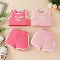 Load image into Gallery viewer, 2 Pieces Set Baby Kid Girls Letters Tank Tops And Muslin&amp;Ribbed Shorts Wholesale 230224233
