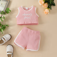 Load image into Gallery viewer, 2 Pieces Set Baby Kid Girls Letters Tank Tops And Muslin&amp;Ribbed Shorts Wholesale 230224233
