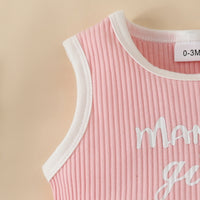 Load image into Gallery viewer, 2 Pieces Set Baby Kid Girls Letters Tank Tops And Muslin&amp;Ribbed Shorts Wholesale 230224233

