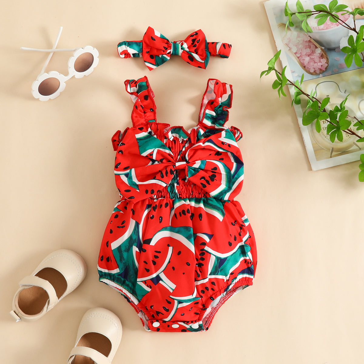 Baby Girls Fruit Print Rompers Wholesale 230224246