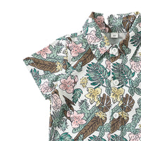 Load image into Gallery viewer, 2 Pieces Set Baby Kid Boys Flower Plant Print Shirts And Solid Color Shorts Wholesale 230224248
