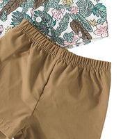 Load image into Gallery viewer, 2 Pieces Set Baby Kid Boys Flower Plant Print Shirts And Solid Color Shorts Wholesale 230224248
