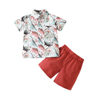 Load image into Gallery viewer, 2 Pieces Set Baby Kid Boys Cartoon Print Shirts And Solid Color Shorts Wholesale 230224251
