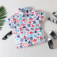 Load image into Gallery viewer, 2 Pieces Set Baby Kid Boys Cartoon Print Shirts And Solid Color Shorts Wholesale 230224251
