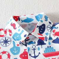 Load image into Gallery viewer, 2 Pieces Set Baby Kid Boys Cartoon Print Shirts And Solid Color Shorts Wholesale 230224251
