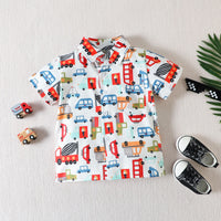 Load image into Gallery viewer, 2 Pieces Set Baby Kid Boys Cartoon Print Shirts And Solid Color Shorts Wholesale 230224251
