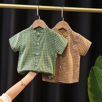 Load image into Gallery viewer, 2 Pieces Set Baby Kid Unisex Checked Tops And Solid Color Rompers Wholesale 23022450
