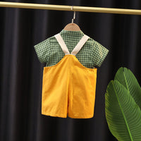 Load image into Gallery viewer, 2 Pieces Set Baby Kid Unisex Checked Tops And Solid Color Rompers Wholesale 23022450
