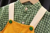 Load image into Gallery viewer, 2 Pieces Set Baby Kid Unisex Checked Tops And Solid Color Rompers Wholesale 23022450

