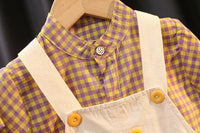 Load image into Gallery viewer, 2 Pieces Set Baby Kid Unisex Checked Tops And Solid Color Rompers Wholesale 23022450
