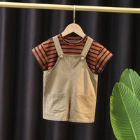 Load image into Gallery viewer, 2 Pieces Set Baby Kid Unisex Striped T-Shirts And Solid Color Rompers Wholesale 23022471
