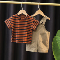Load image into Gallery viewer, 2 Pieces Set Baby Kid Unisex Striped T-Shirts And Solid Color Rompers Wholesale 23022471
