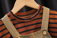 Load image into Gallery viewer, 2 Pieces Set Baby Kid Unisex Striped T-Shirts And Solid Color Rompers Wholesale 23022471
