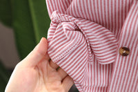 Load image into Gallery viewer, 2 Pieces Set Baby Kid Boys Dressy Striped Bow Shirts And Solid Color Suits Jumpsuits Wholesale 23022492
