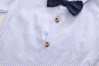 Load image into Gallery viewer, 2 Pieces Set Baby Kid Boys Dressy Striped Bow Shirts And Solid Color Suits Jumpsuits Wholesale 23022492
