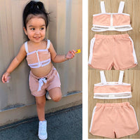 Load image into Gallery viewer, 2 Pieces Set Baby Kid Girls Color-blocking Tank Tops And Shorts Wholesale 230227615
