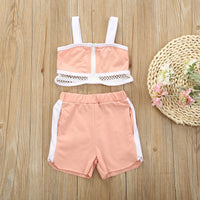 Load image into Gallery viewer, 2 Pieces Set Baby Kid Girls Color-blocking Tank Tops And Shorts Wholesale 230227615
