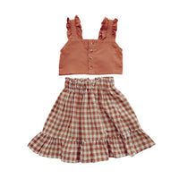 Load image into Gallery viewer, 2 Pieces Set Baby Kid Girls Solid Color Tank Tops And Checked Dresses Wholesale 230227623
