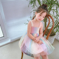 Load image into Gallery viewer, Baby Kid Girls Color-blocking Rainbow Dresses Wholesale 230227647
