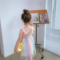 Load image into Gallery viewer, Baby Kid Girls Color-blocking Rainbow Dresses Wholesale 230227647
