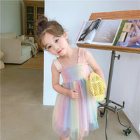 Load image into Gallery viewer, Baby Kid Girls Color-blocking Rainbow Dresses Wholesale 230227647
