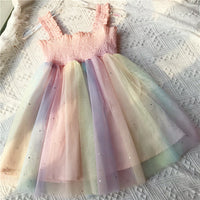 Load image into Gallery viewer, Baby Kid Girls Color-blocking Rainbow Dresses Wholesale 230227647
