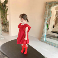 Load image into Gallery viewer, Baby Kid Girls Color-blocking Bow Dresses Wholesale 230227706
