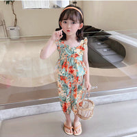 Load image into Gallery viewer, 2 Pieces Set Baby Kid Girls Flower Print Tank Tops And Pants Wholesale 230227711

