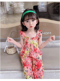 Load image into Gallery viewer, 2 Pieces Set Baby Kid Girls Flower Print Tank Tops And Pants Wholesale 230227711
