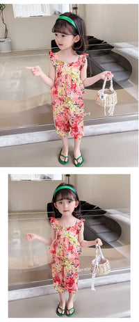 Load image into Gallery viewer, 2 Pieces Set Baby Kid Girls Flower Print Tank Tops And Pants Wholesale 230227711
