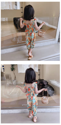 Load image into Gallery viewer, 2 Pieces Set Baby Kid Girls Flower Print Tank Tops And Pants Wholesale 230227711

