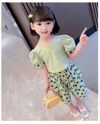 Load image into Gallery viewer, 2 Pieces Set Baby Kid Girls Solid Color Tops And Polka dots Pants Wholesale 230227725
