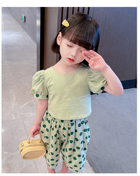 Load image into Gallery viewer, 2 Pieces Set Baby Kid Girls Solid Color Tops And Polka dots Pants Wholesale 230227725
