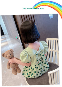 Load image into Gallery viewer, 2 Pieces Set Baby Kid Girls Solid Color Tops And Polka dots Pants Wholesale 230227725
