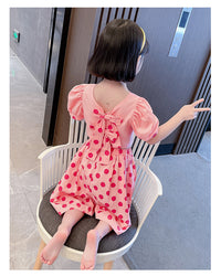 Load image into Gallery viewer, 2 Pieces Set Baby Kid Girls Solid Color Tops And Polka dots Pants Wholesale 230227725
