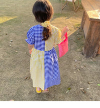 Load image into Gallery viewer, Baby Kid Girls Color-blocking Checked Dresses Wholesale 230227732
