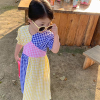 Load image into Gallery viewer, Baby Kid Girls Color-blocking Checked Dresses Wholesale 230227732
