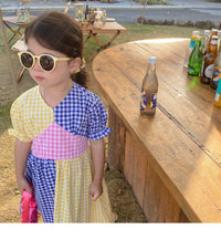 Load image into Gallery viewer, Baby Kid Girls Color-blocking Checked Dresses Wholesale 230227732
