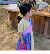 Load image into Gallery viewer, Baby Kid Girls Color-blocking Checked Dresses Wholesale 230227732
