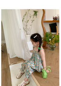 Load image into Gallery viewer, 2 Pieces Set Baby Kid Girls Flower Print Tank Tops And Pants Wholesale 230227738
