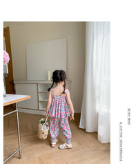 Load image into Gallery viewer, 2 Pieces Set Baby Kid Girls Flower Print Tank Tops And Pants Wholesale 230227738

