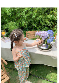 Load image into Gallery viewer, 2 Pieces Set Baby Kid Girls Flower Print Tank Tops And Pants Wholesale 230227738
