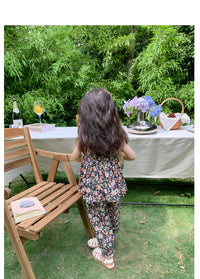 Load image into Gallery viewer, 2 Pieces Set Baby Kid Girls Flower Print Tank Tops And Pants Wholesale 230227738
