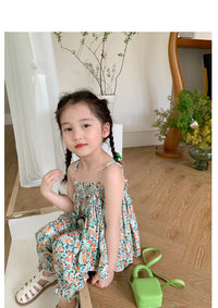 Load image into Gallery viewer, 2 Pieces Set Baby Kid Girls Flower Print Tank Tops And Pants Wholesale 230227738
