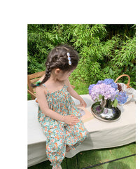 Load image into Gallery viewer, 2 Pieces Set Baby Kid Girls Flower Print Tank Tops And Pants Wholesale 230227738
