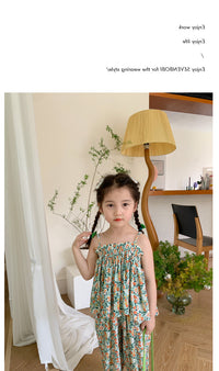 Load image into Gallery viewer, 2 Pieces Set Baby Kid Girls Flower Print Tank Tops And Pants Wholesale 230227738
