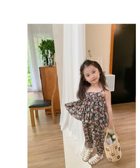 Load image into Gallery viewer, 2 Pieces Set Baby Kid Girls Flower Print Tank Tops And Pants Wholesale 230227738
